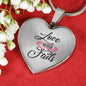 Love Never Fails Necklace Stainless Steel or 18k Gold Heart Pendant 18-22" - Express Your Love Gifts