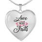 Love Never Fails Necklace Stainless Steel or 18k Gold Heart Pendant 18-22" - Express Your Love Gifts