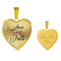 Love Never Fails Necklace Stainless Steel or 18k Gold Heart Pendant 18-22" - Express Your Love Gifts