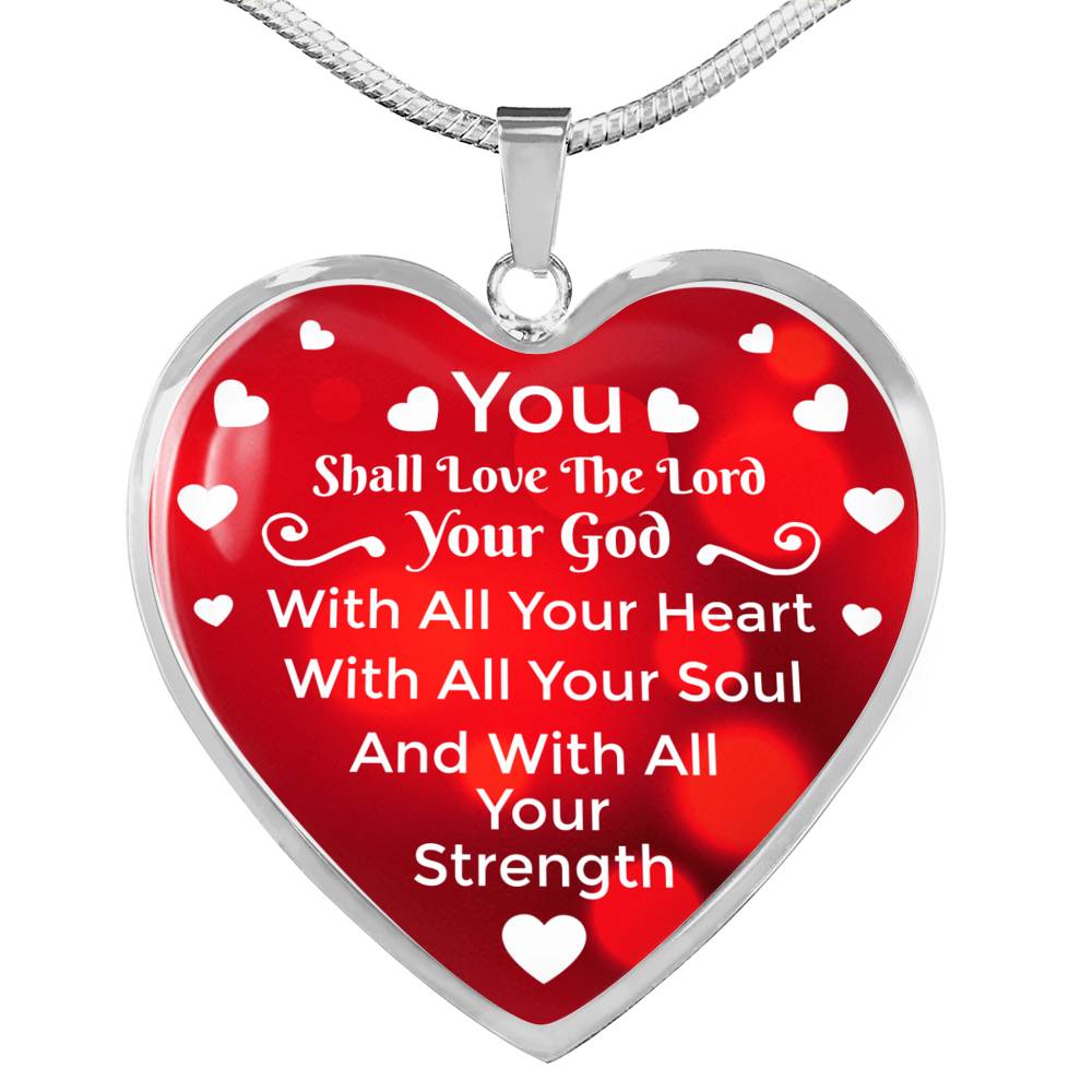 Love The Lord Matthew 22:37 Heart Necklace Stainless Steel or 18k Gold Pendant 18-22" - Express Your Love Gifts