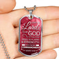 Love The Lord With Your Whole Being Necklace Stainless Steel or 18k Gold Dog Tag 24" Chain-Express Your Love Gifts