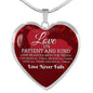 Love Verse Love Never Fails Necklace Heart Pendant Stainless Steel or 18k Gold 18-22"-Express Your Love Gifts