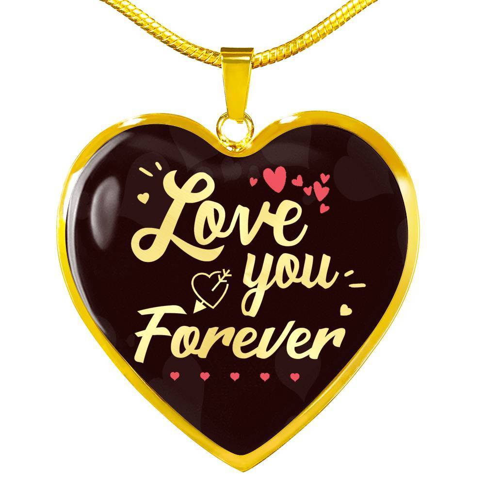 Love You Forever Necklace Stainless Steel or 18k Gold Heart Pendant 18-22"-Express Your Love Gifts