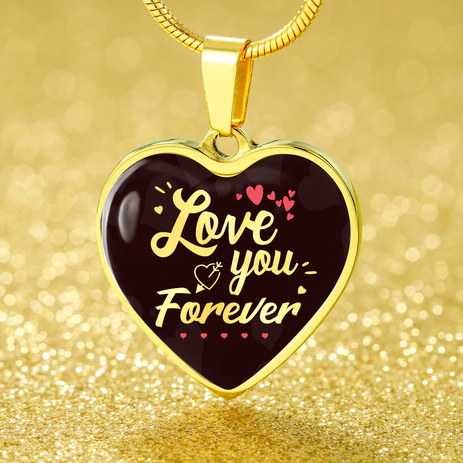 Love You Forever Necklace Stainless Steel or 18k Gold Heart Pendant 18-22"-Express Your Love Gifts