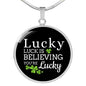 Luck Necklace Gift Circle Pendant Stainless Steel or 18k Gold 18-22" - Express Your Love Gifts