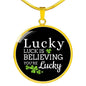 Luck Necklace Gift Circle Pendant Stainless Steel or 18k Gold 18-22" - Express Your Love Gifts