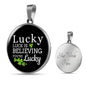 Luck Necklace Gift Circle Pendant Stainless Steel or 18k Gold 18-22" - Express Your Love Gifts