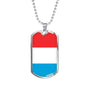 Luxembourg Flag Necklace Luxembourg Flag Stainless Steel or 18k Gold Dog Tag 24" - Express Your Love Gifts