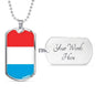 Luxembourg Flag Necklace Luxembourg Flag Stainless Steel or 18k Gold Dog Tag 24" - Express Your Love Gifts