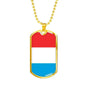 Luxembourg Flag Necklace Luxembourg Flag Stainless Steel or 18k Gold Dog Tag 24" - Express Your Love Gifts