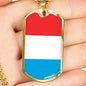 Luxembourg Flag Necklace Luxembourg Flag Stainless Steel or 18k Gold Dog Tag 24" - Express Your Love Gifts