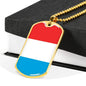 Luxembourg Flag Necklace Luxembourg Flag Stainless Steel or 18k Gold Dog Tag 24" - Express Your Love Gifts