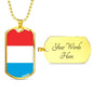 Luxembourg Flag Necklace Luxembourg Flag Stainless Steel or 18k Gold Dog Tag 24" - Express Your Love Gifts