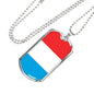 Luxembourg Flag Necklace Luxembourg Flag Stainless Steel or 18k Gold Dog Tag 24" - Express Your Love Gifts