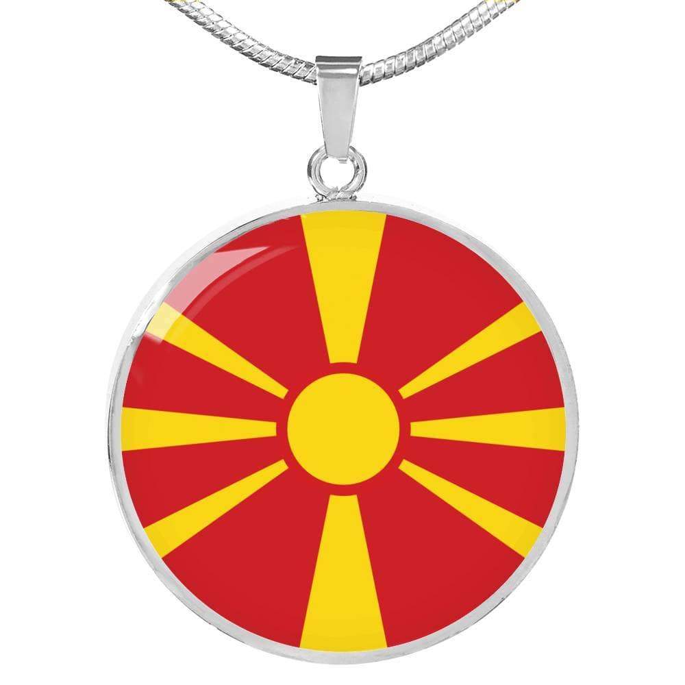 Macedonia Flag Necklace Macedonia Flag Stainless Steel or 18k Gold 18-22" - Express Your Love Gifts