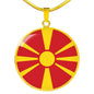 Macedonia Flag Necklace Macedonia Flag Stainless Steel or 18k Gold 18-22" - Express Your Love Gifts