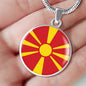 Macedonia Flag Necklace Macedonia Flag Stainless Steel or 18k Gold 18-22" - Express Your Love Gifts