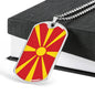 Macedonia Flag Necklace Macedonia Flag Stainless Steel or 18k Gold Dog Tag 24" - Express Your Love Gifts