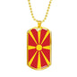 Macedonia Flag Necklace Macedonia Flag Stainless Steel or 18k Gold Dog Tag 24" - Express Your Love Gifts