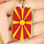 Macedonia Flag Necklace Macedonia Flag Stainless Steel or 18k Gold Dog Tag 24" - Express Your Love Gifts
