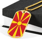 Macedonia Flag Necklace Macedonia Flag Stainless Steel or 18k Gold Dog Tag 24" - Express Your Love Gifts