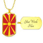 Macedonia Flag Necklace Macedonia Flag Stainless Steel or 18k Gold Dog Tag 24" - Express Your Love Gifts