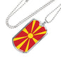 Macedonia Flag Necklace Macedonia Flag Stainless Steel or 18k Gold Dog Tag 24" - Express Your Love Gifts