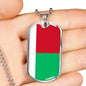 Madagascar Flag Necklace Madagascar Flag Stainless Steel or 18k Gold Dog Tag 24" - Express Your Love Gifts