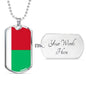 Madagascar Flag Necklace Madagascar Flag Stainless Steel or 18k Gold Dog Tag 24" - Express Your Love Gifts