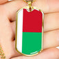 Madagascar Flag Necklace Madagascar Flag Stainless Steel or 18k Gold Dog Tag 24" - Express Your Love Gifts