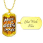 Made In God's Image Necklace Stainless Steel or 18k Gold Dog Tag 24" Chain-Express Your Love Gifts