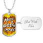 Made In God's Image Necklace Stainless Steel or 18k Gold Dog Tag 24" Chain-Express Your Love Gifts