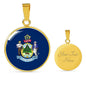 Maine State Flag Necklace Stainless Steel or 18k Gold Circle Pendant 18-22" - Express Your Love Gifts