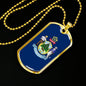 Maine State Flag Necklace Stainless Steel or 18k Gold Dog Tag 24" Chain - Express Your Love Gifts