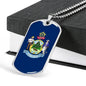Maine State Flag Necklace Stainless Steel or 18k Gold Dog Tag 24" Chain - Express Your Love Gifts