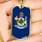 Maine State Flag Necklace Stainless Steel or 18k Gold Dog Tag 24" Chain - Express Your Love Gifts
