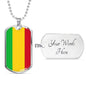 Mali Flag Necklace Mali Flag Stainless Steel or 18k Gold Dog Tag 24" - Express Your Love Gifts