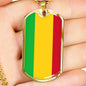 Mali Flag Necklace Mali Flag Stainless Steel or 18k Gold Dog Tag 24" - Express Your Love Gifts
