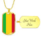 Mali Flag Necklace Mali Flag Stainless Steel or 18k Gold Dog Tag 24" - Express Your Love Gifts