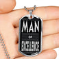 Man Of Excellence Dog Tag Stainless Steel or 18k Gold 24" Chain Gift For Dad - Express Your Love Gifts