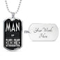 Man Of Excellence Dog Tag Stainless Steel or 18k Gold 24" Chain Gift For Dad - Express Your Love Gifts
