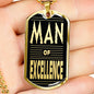 Man Of Excellence Dog Tag Stainless Steel or 18k Gold 24" Chain Gift For Dad - Express Your Love Gifts