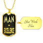 Man Of Excellence Dog Tag Stainless Steel or 18k Gold 24" Chain Gift For Dad - Express Your Love Gifts