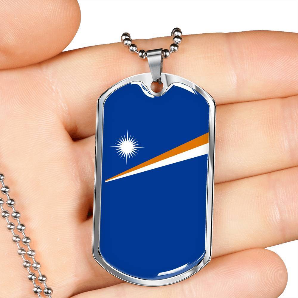 Marshall Islands Flag Necklace Marshall Islands Flag Stainless Steel or 18k Gold 18-22" - Express Your Love Gifts