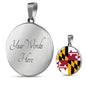 Maryland State Flag Necklace Stainless Steel or 18k Gold Circle Pendant 18-22" - Express Your Love Gifts