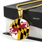 Maryland State Flag Necklace Stainless Steel or 18k Gold Circle Pendant 18-22" - Express Your Love Gifts
