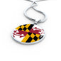 Maryland State Flag Necklace Stainless Steel or 18k Gold Circle Pendant 18-22" - Express Your Love Gifts