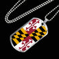 Maryland State Flag Necklace Stainless Steel or 18k Gold Dog Tag 24" Chain - Express Your Love Gifts