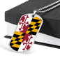 Maryland State Flag Necklace Stainless Steel or 18k Gold Dog Tag 24" Chain - Express Your Love Gifts