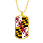 Maryland State Flag Necklace Stainless Steel or 18k Gold Dog Tag 24" Chain - Express Your Love Gifts